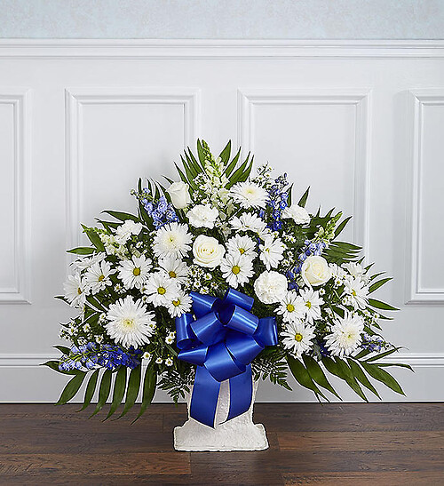 Heartfelt Tribute&amp;trade; Floor Basket- Blue &amp;amp; White